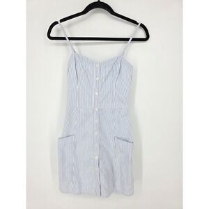 Abercrombie & Fitch Blue White Stripe Smocked Button Front Mini Dress Size Small